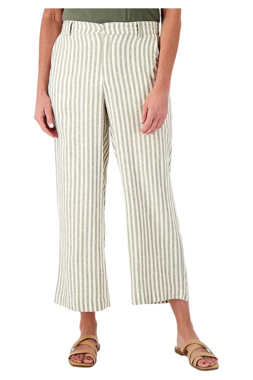 Candance Cameron Bure Women's Wide Leg Crop Pants Olive Ash Stripe - Plus